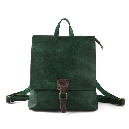 Vintage PU Leather Backpack with Multiple Pockets