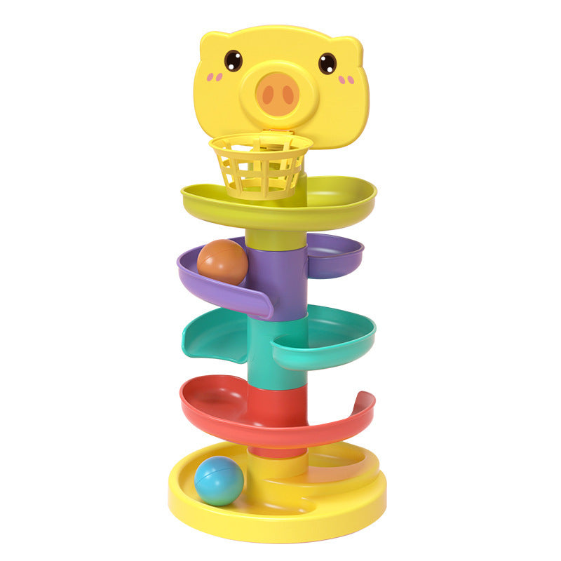 Baby Early Education Stacking Toy with Rolling Tracks