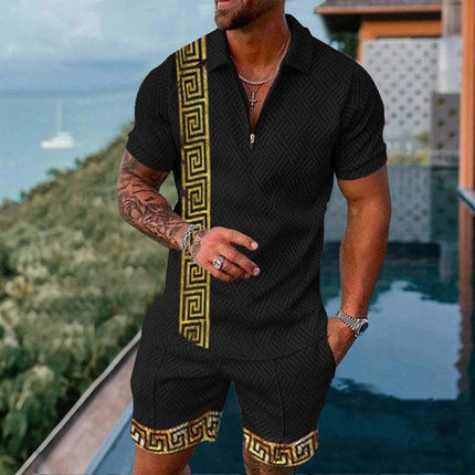 Lapel short-sleeve casual men's pullover