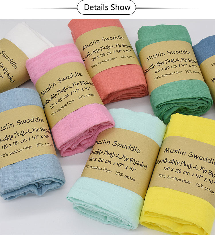 Bamboo Cotton Solid Color Double-layer Gauze Newborn Bath Towel Gro-bag Summer Thin