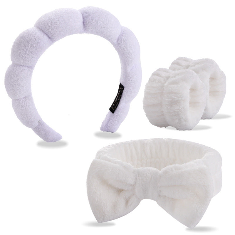 Four-piece set of face washing headbands and hair hoops