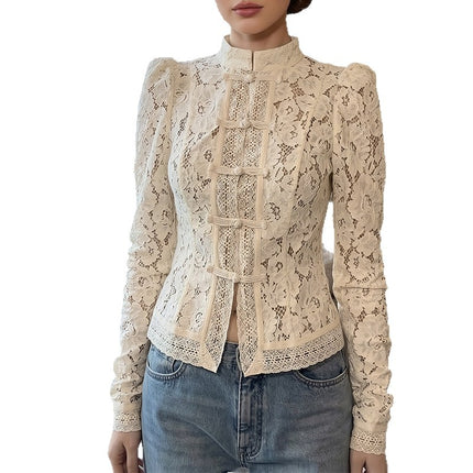 Stand-up collar, slim-fit shirt