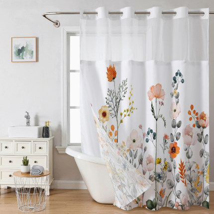 Digital Print Leaf Shower Curtain