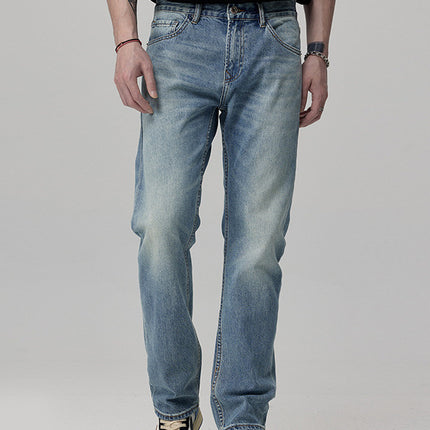 Straight Fit Washed Denim Jeans for Men