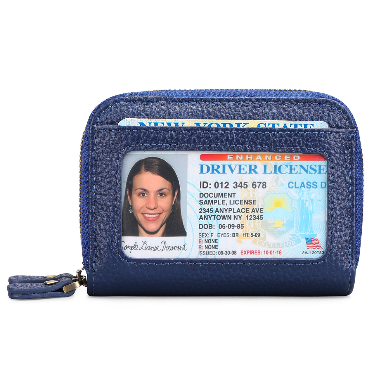 First Cowhide Double Layer Zipper Expanding Card Holder