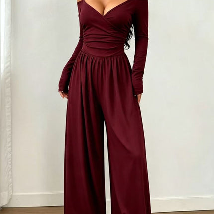 Women's V-Neck Wide-Leg Jumpsuit