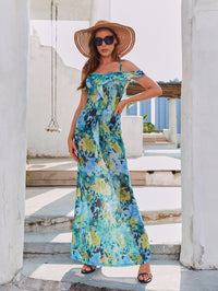 New Off-shoulder Printed Maxi Slip Dress For Women