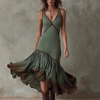 Bohemian Tie-Dye Ruffle Midi Skirt For Cross-Border Independent Sites In Europe And The US