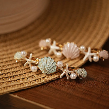 Marine Shell Starfish Spring Hair Clip