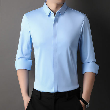Men's long-sleeved seamless business shirt