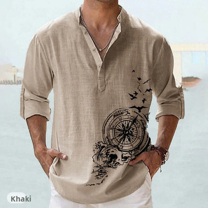 Summer Printed Stand Collar Shirt