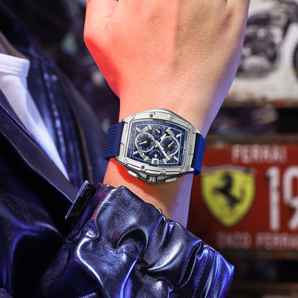 Men's Quartz Watch with Luminous Silicone Strap