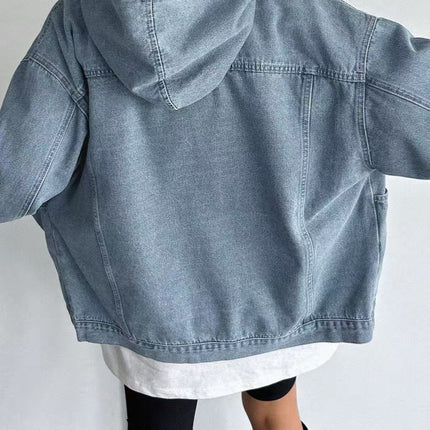 Retro Hooded Denim Jacket for Women