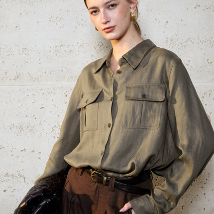 Womens Lyocell Linen Shirt