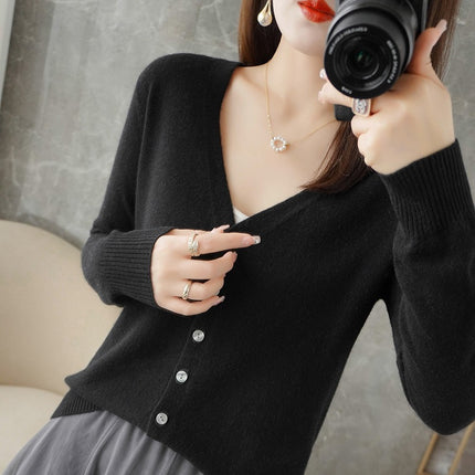 Womens V-Neck Knit Cardigan
