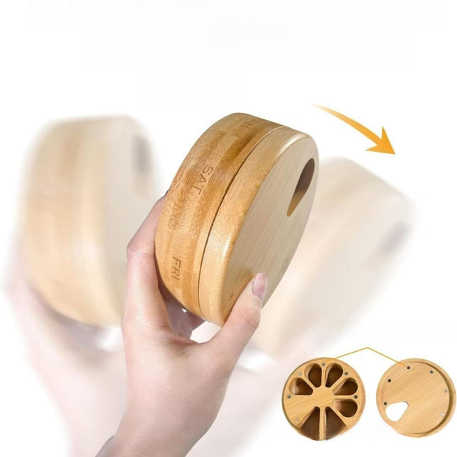Portable Wooden Weekly Pill Organizer