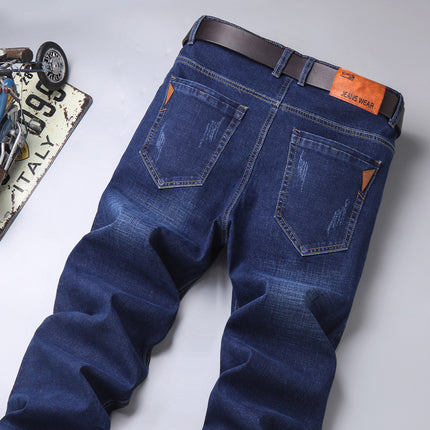 Men's Jeans Mid-Waist Stretch Denim Trousers