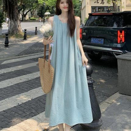 Sleeveless Vest Dress with Hanging Neck Strap