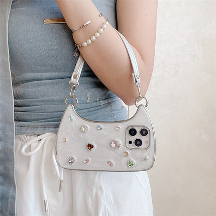 Sparkling Diamond Electroplating Phone Case with Hand Strap