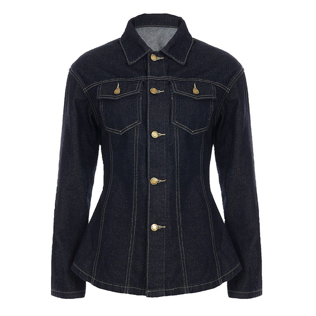 Women's Denim Shirt Jacket Slim Fit Casual Top