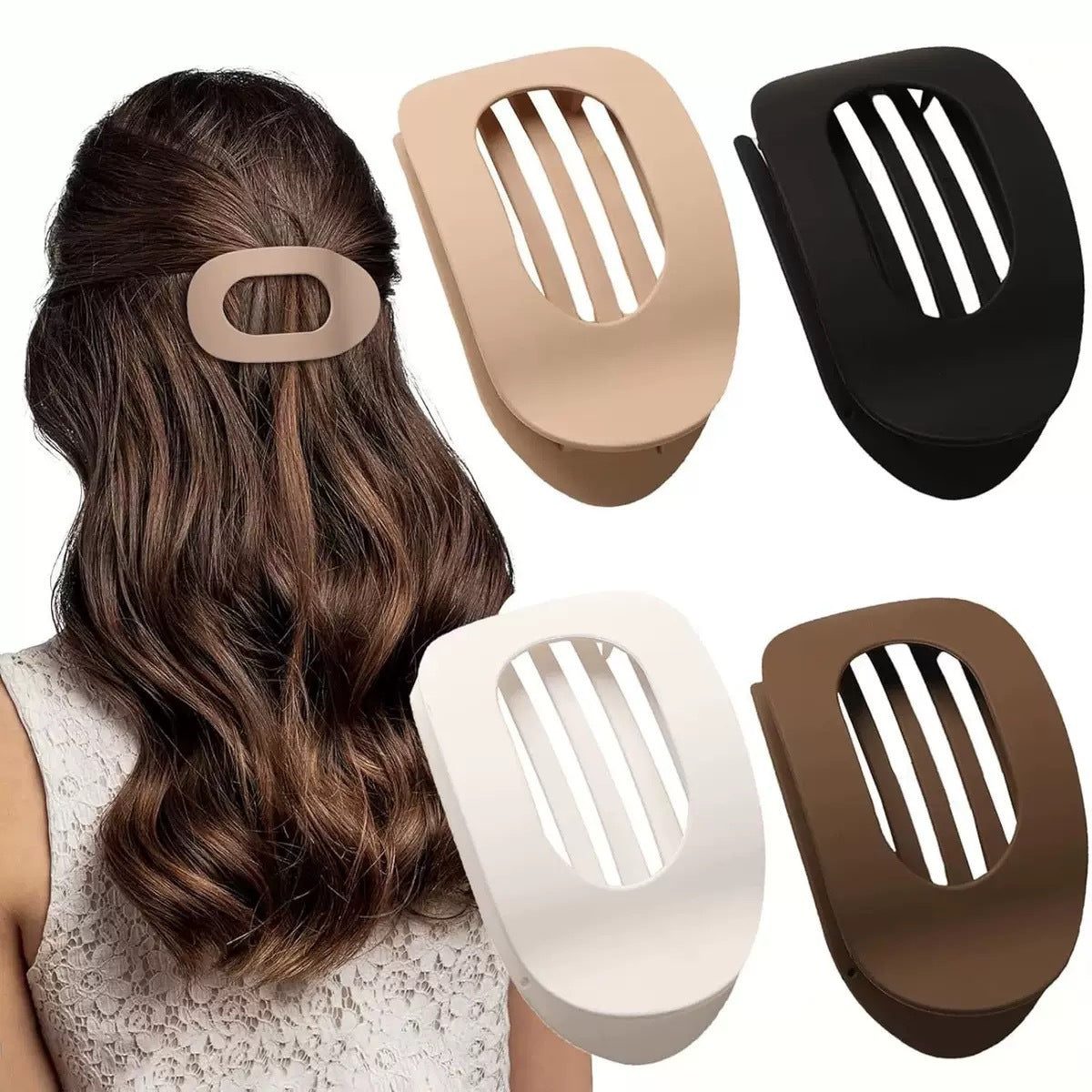 Matte Geometric Hair Clips for Thick Hair