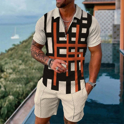 Lapel short-sleeve casual men's pullover
