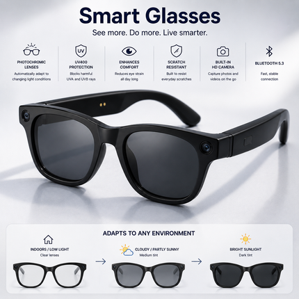 AI Smart Glasses with Camera and Color-Changing Lenses