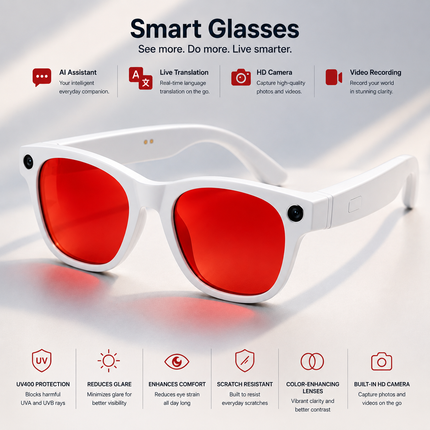 AI Smart Glasses with Camera and Color-Changing Lenses